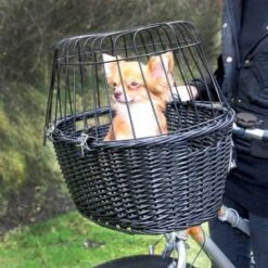 Rieten Fietsmand Met Draad Max 8kg Voor Stuur Zwart 50x41x35CM