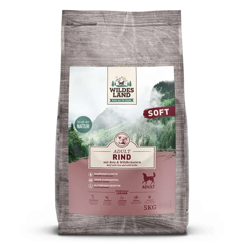 Wildes Land Soft Adult Met Rund, Rijst En Wilde Kruiden | 5 Kg 3 Wildes Land Soft Adult Met Rund, Rijst En Wilde Kruiden | 5 Kg